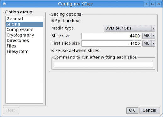 Slicing settings.