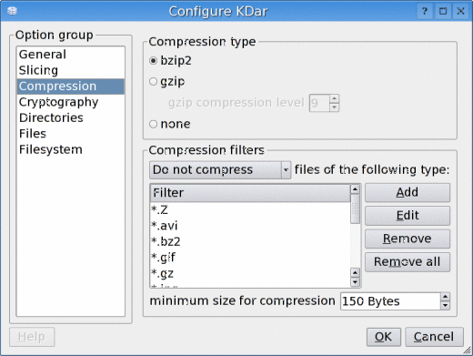 Compression settings.