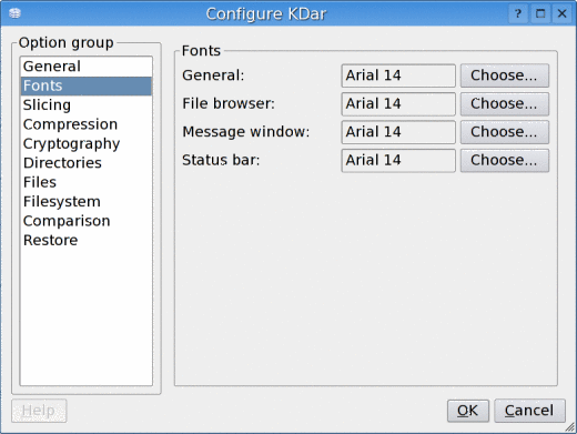 Font settings.