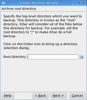 Choose the archive's root directory.